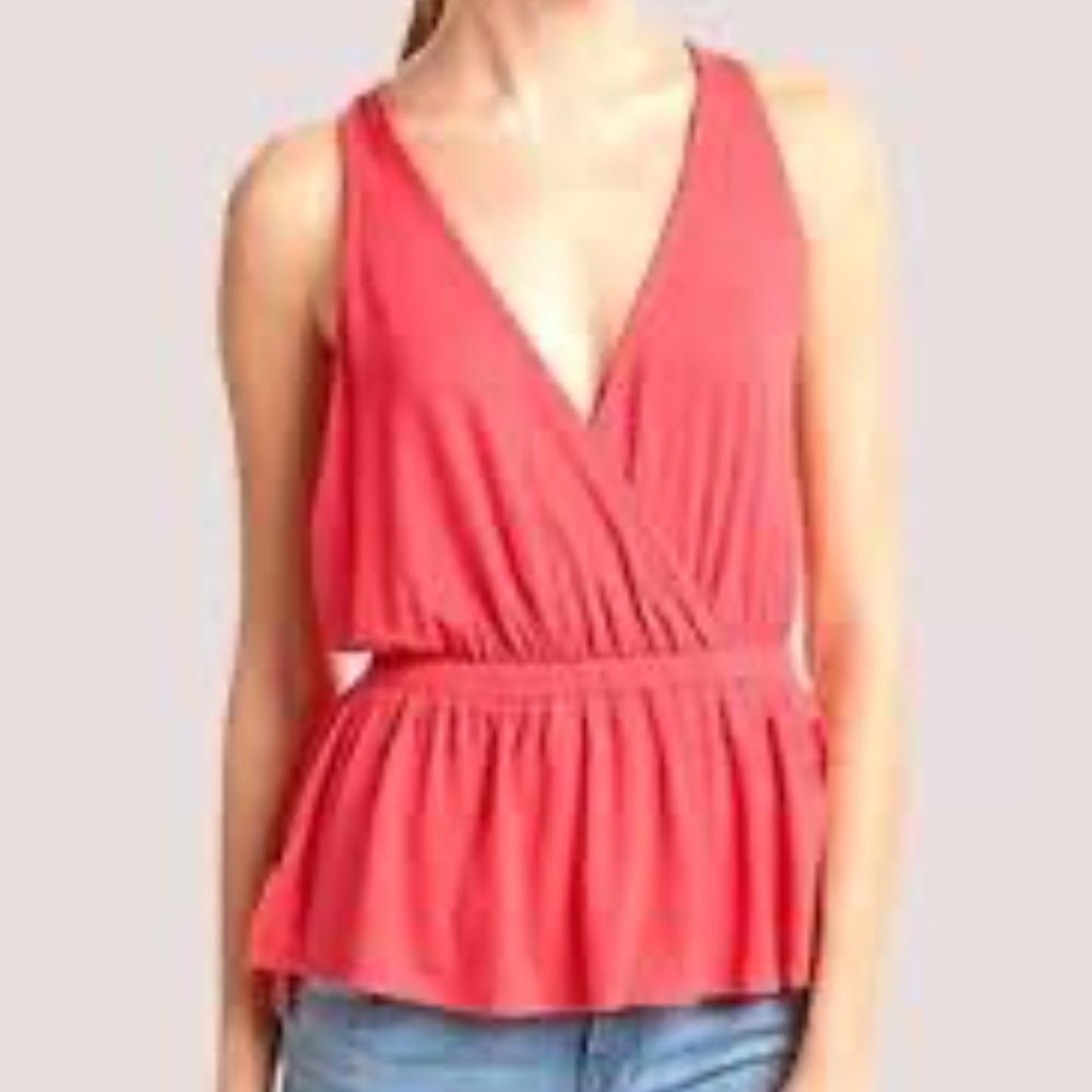 Free People Peach Ruffled Blouse